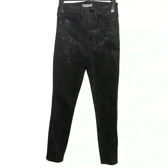 GOOD AMERICAN Good Waist High Rise Coated Metallic Snakeskin Jeans Size 2/26 - Picture 1 of 5